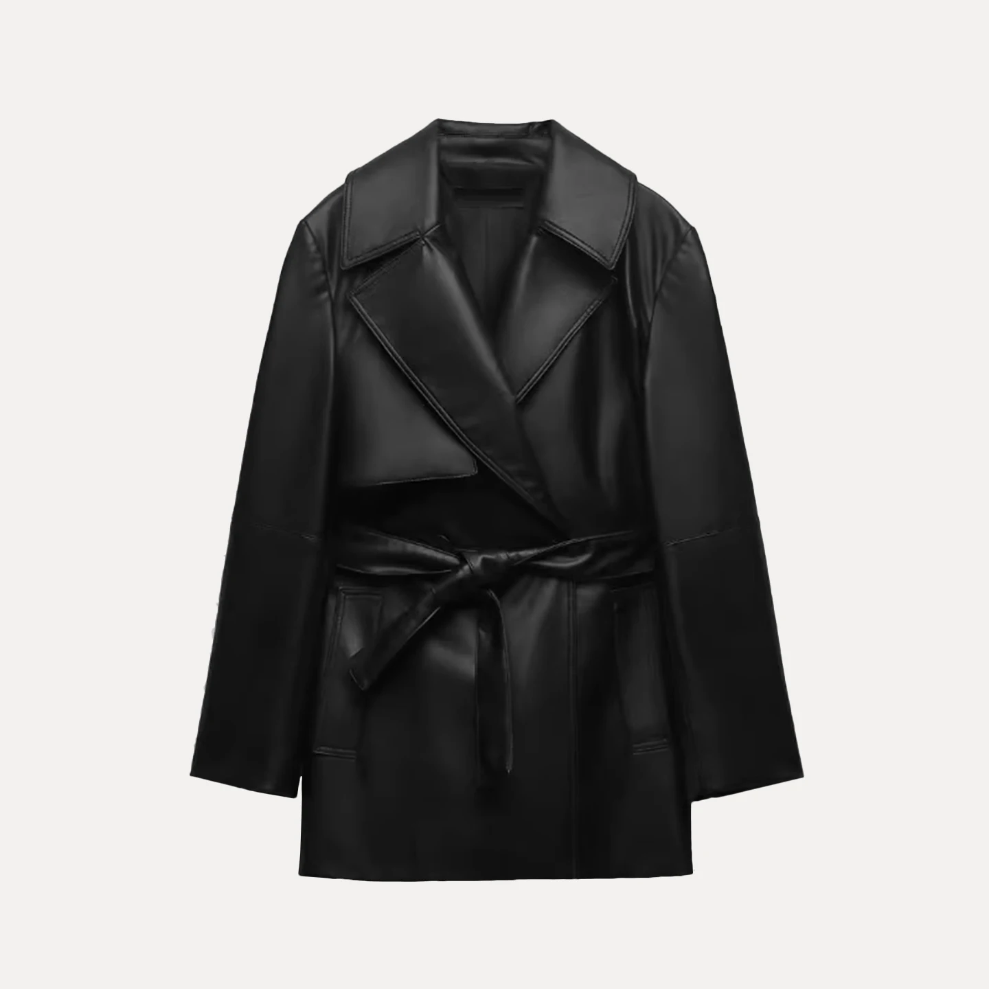 Z 2025 Nieuwe Faion ort Lederen Jaet Ele Aosphere Dameskleding Woon-werk Sle Lange Sve Pak Kraag