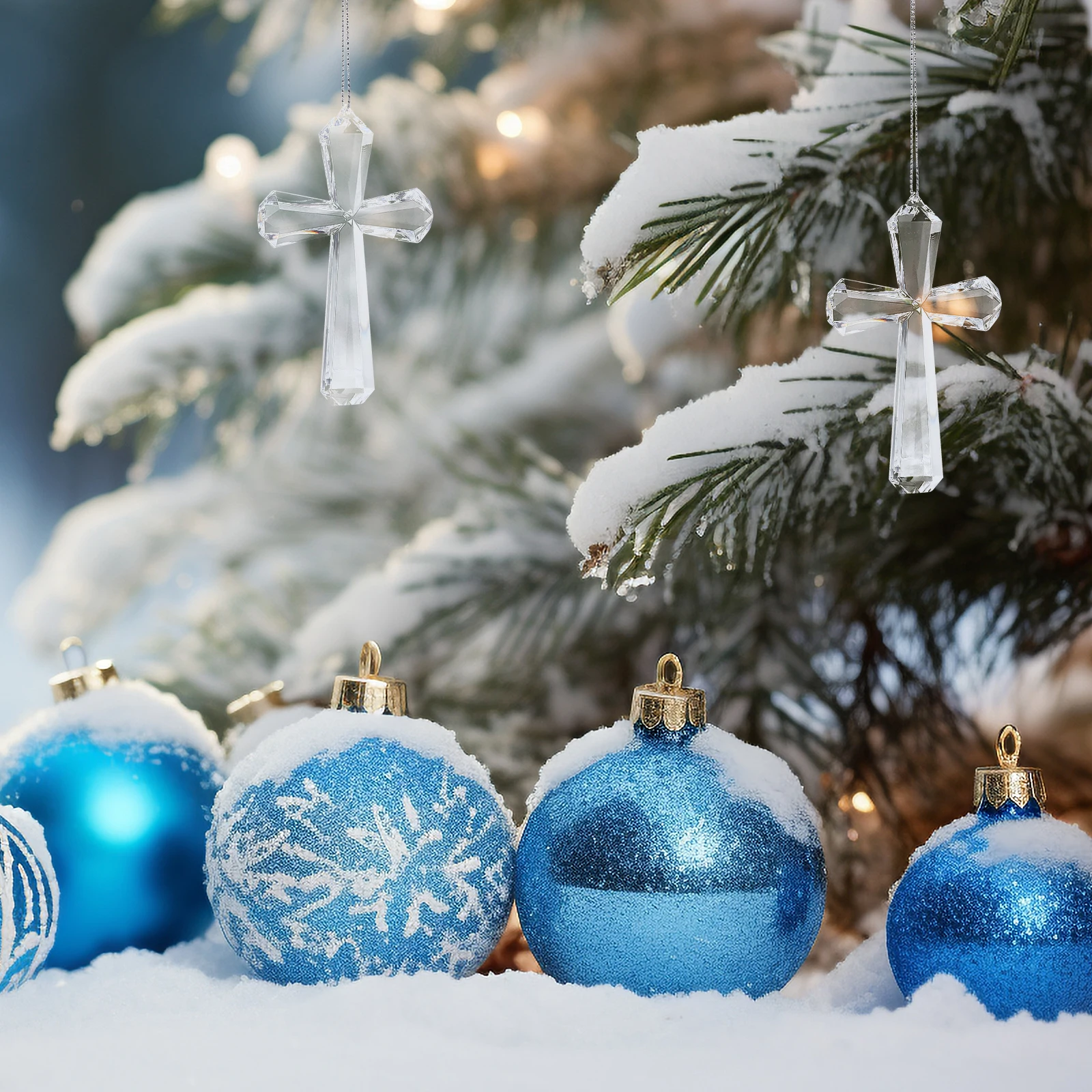 

Exquisite Small Cross Christmas Decoration Unique Acrylic Home Decor Indoor Holiday Ornament for Living Room Bedroom