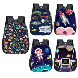 12 Inch Aliens Spaceship Pilot Backpack for 2-4 Years Old Space Astronaut Kids Bookbag Boy Girl Mini Toddler School Bags Gift