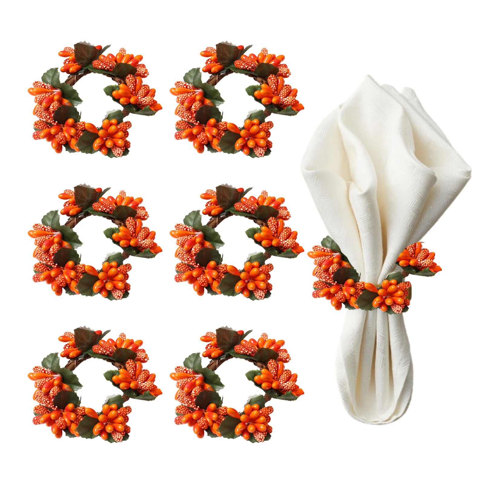 christmas decorations for home Handmade Berry Napkin Ring Napkin Wreath for Wine Bottles Candles Vases