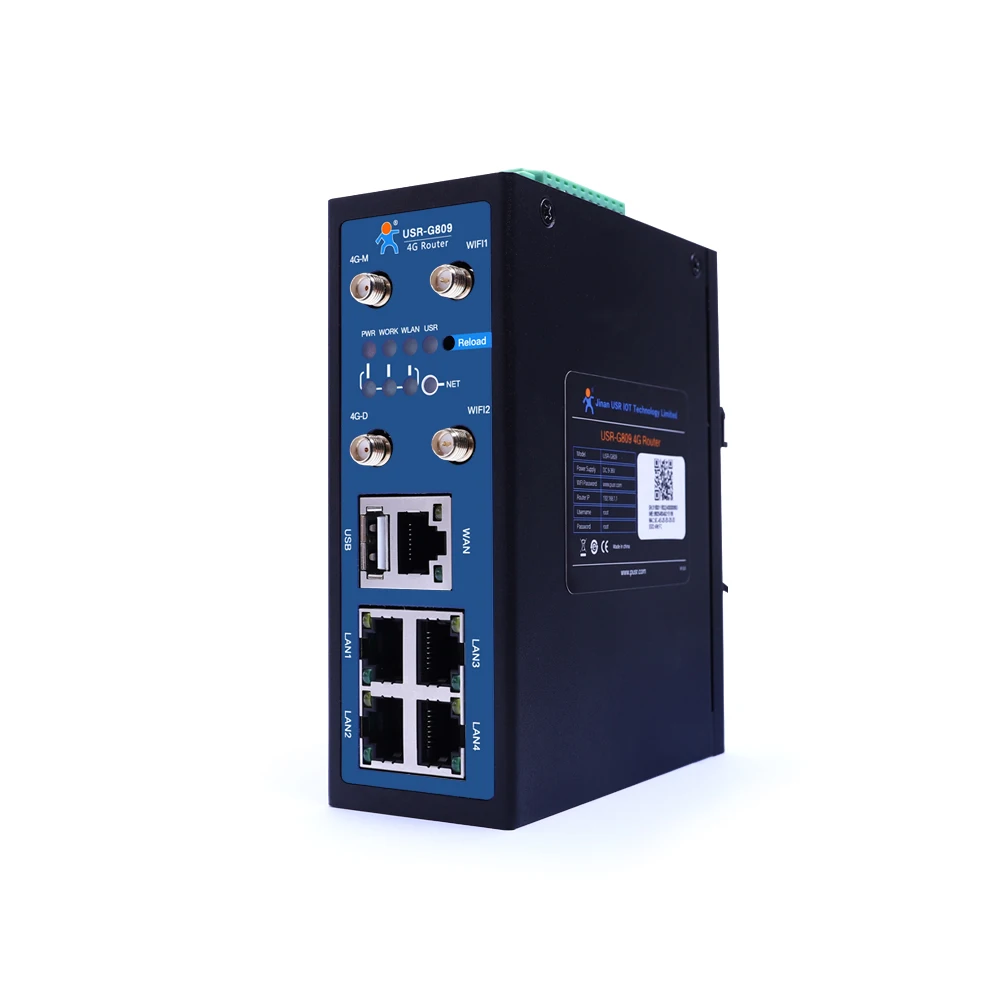 Roteador VPN Celular Industrial, 4 LAN e 1 Porta Ethernet WAN, USR-G809, Dispositivo IOT