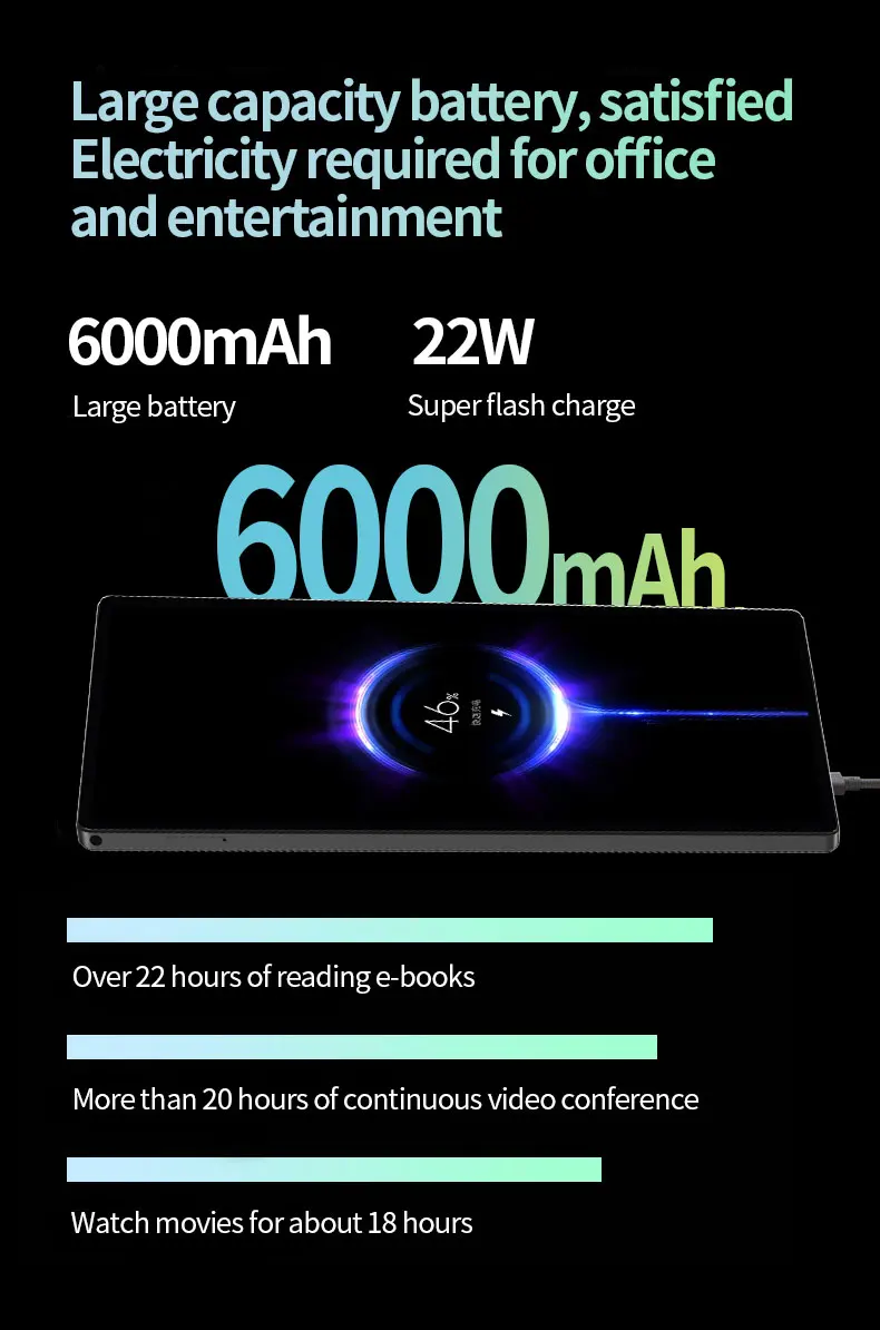 BDF Neues Tablet Android 13 4 GB + 64 GB Bluetooth WIFI Dual-Kamera Google Office Learning 6000 mAh Akku