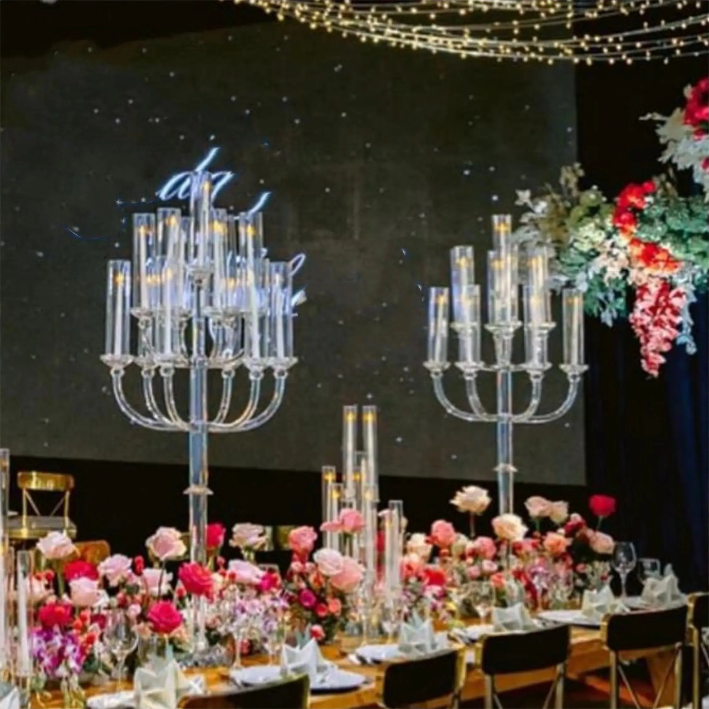 5pcs）Wedding Table Decoration Centerpiece Luxury Tall 13 Arms Crystal Candelabra  Floor Party Event Wedding Stage Decoration