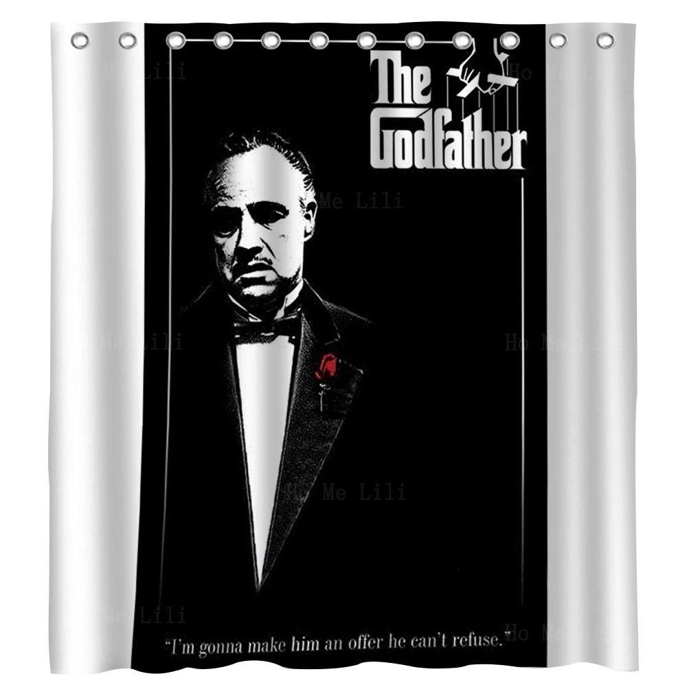 The Godfather Motion Picture Movie Character Classic Art Gangster Poster Red Rose Bathroom Decor Shower Curtain