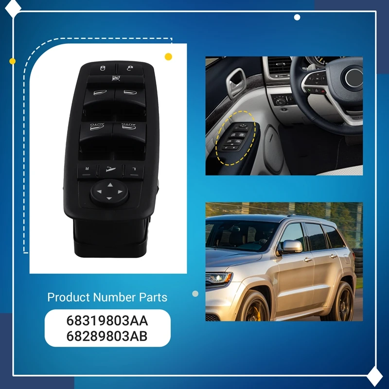 

Car Driver Side Electric Window Glass Lift Control Switch With Folding 68319803AA For Jeep Grand Cherokee 2016-2019 LHD