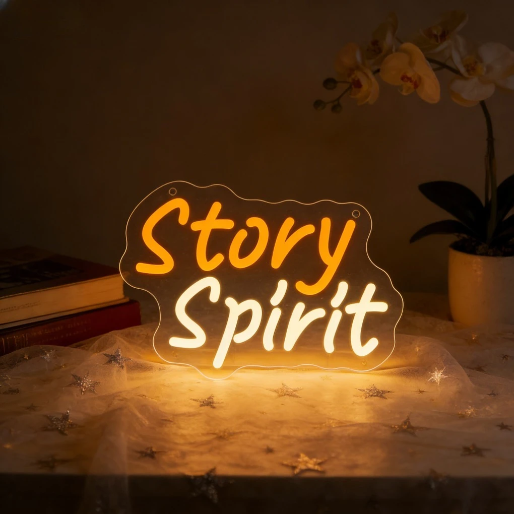 

Светодиодная неоновая вывеска Story Spirit для декора дома и спальни, настенный декор для чтения, неоновая лампа с теплым освещением, украшение для вечеринок, баров, свадеб