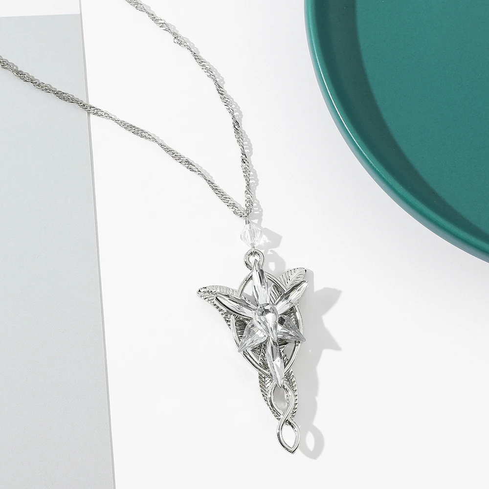 Women'S Accessories For Neck - 우아한 엘프 크리스탈 펜던트 목걸이 실버톤