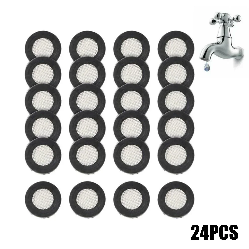 24 Piece Garden Hose Washer Assembly With Filter Net And Resistant Frame For 3/4 Inch Hose Sprinkler And Valve Use