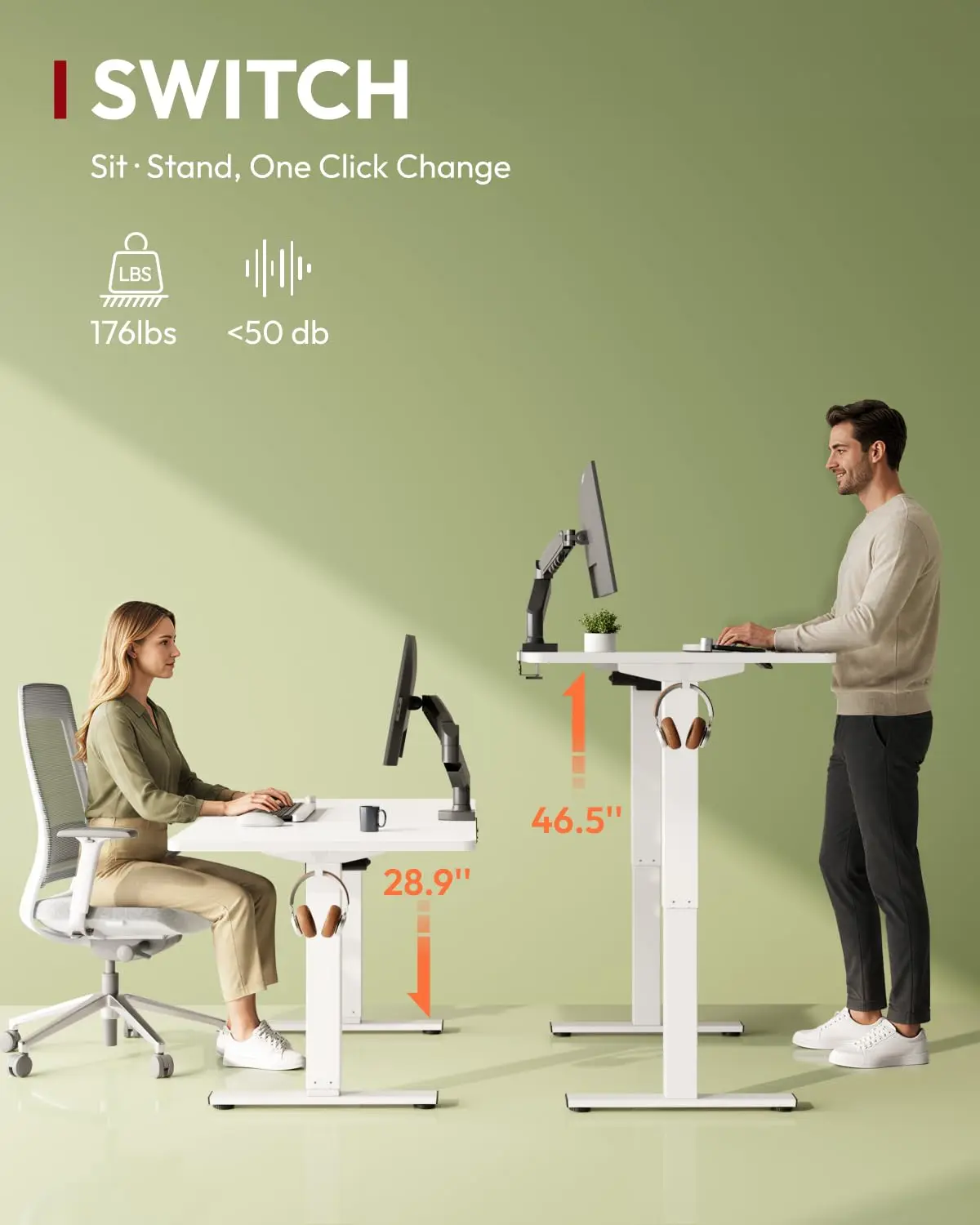 One-Piece Electric Height Adjustable Standing Desk 40x24