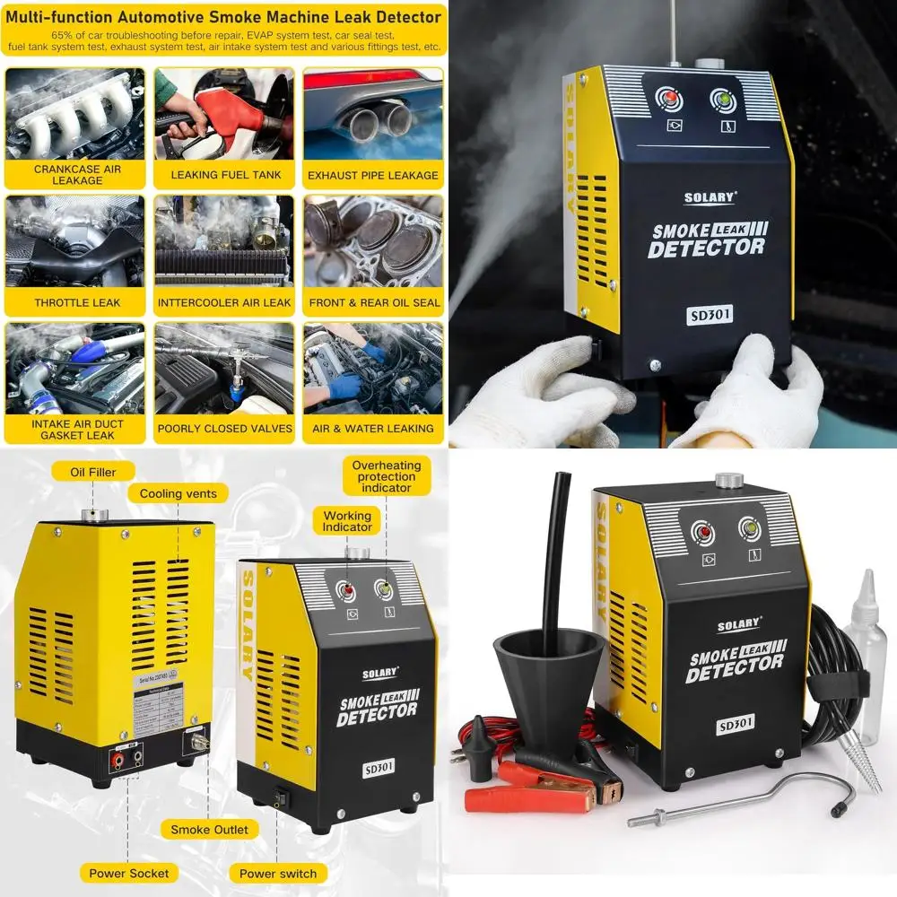 

Solary Automotive Smoke Machine Leak Detector - 12V DC EVAP Vacuum Diagnostic Tester for Pipe System