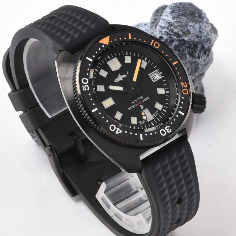 Heimdallr Men's Retro Turtle 6105 Dive Watch 44mm Black PVD Coated Sapphire Ceramic Bezel NH35 Automatic Movement 20Bar Lumed