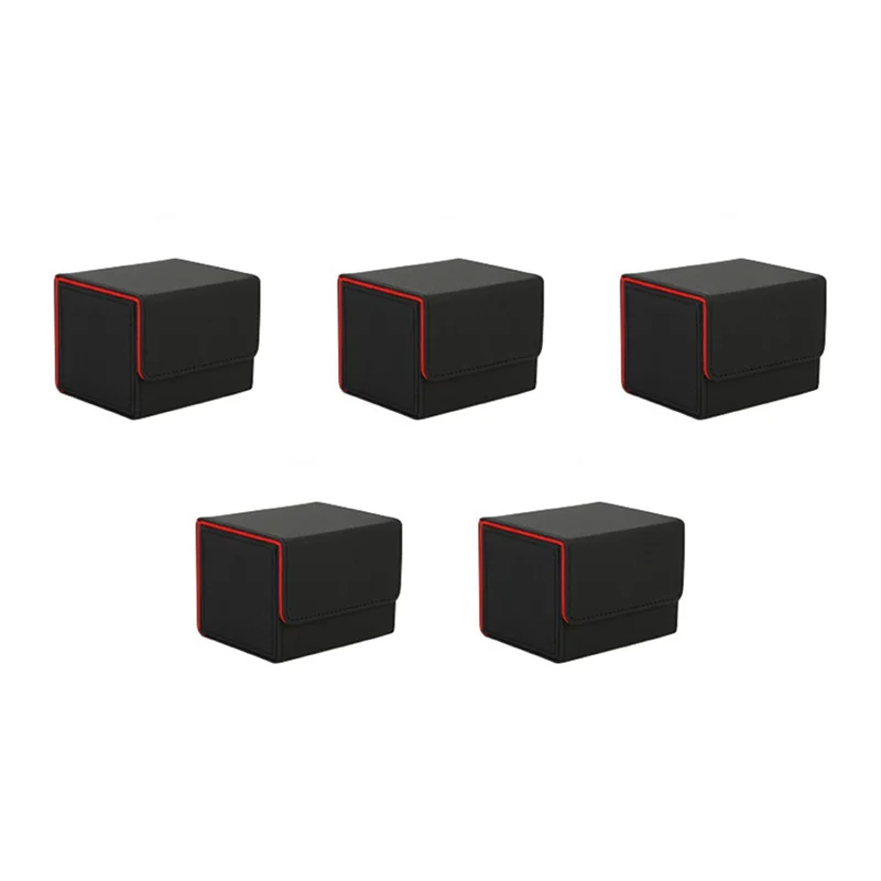 

FULL-5X Card Box Side-Loading Card Box Deck Case For Mtg Yugioh Card Binder Holder 100+,Black Red