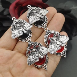 4pcs Gothic Vampire Bat Silver Plated Framed Bat Cameo Charms Halloween Witch Pendant Fit Jewelry Making DIY Jewelry Findings