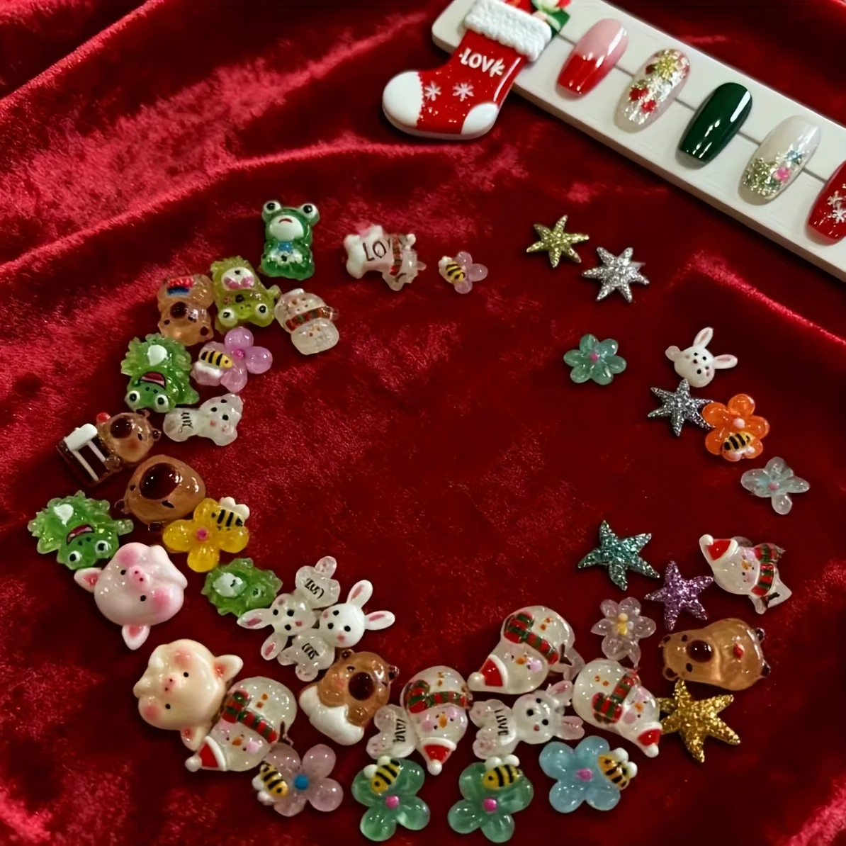 5g/10g cute animal nail drill, Christmas style, LOVE rabbit, bee starfish, resin patch, DIY material package for nail art