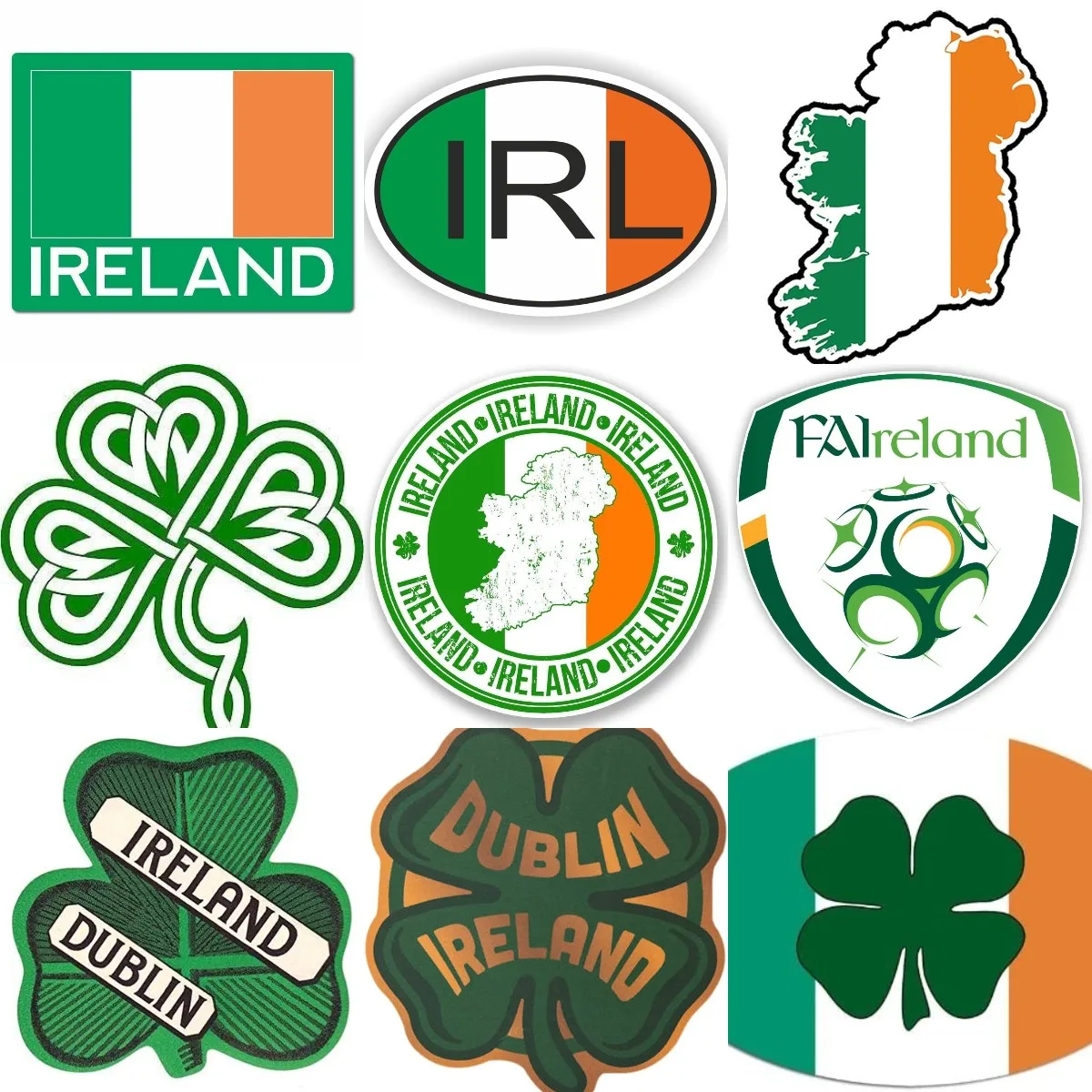 Ireland Flag Map Luck Clover PVC Sticker for Decorate Motorcycle Wall Room Truck Window Laptop Car Fridge Off-road Helmet Table