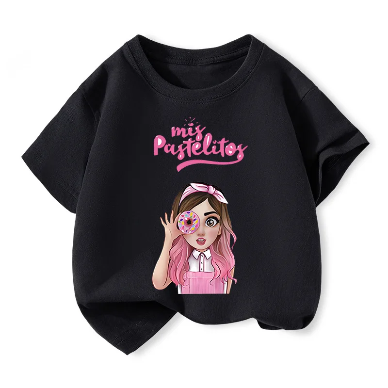 

Mis Pastelitos COTTON Kids Clothes Summer Baby Girls Short Sleeve Tops Fashion Cartoon Boys Cute T-Shirt