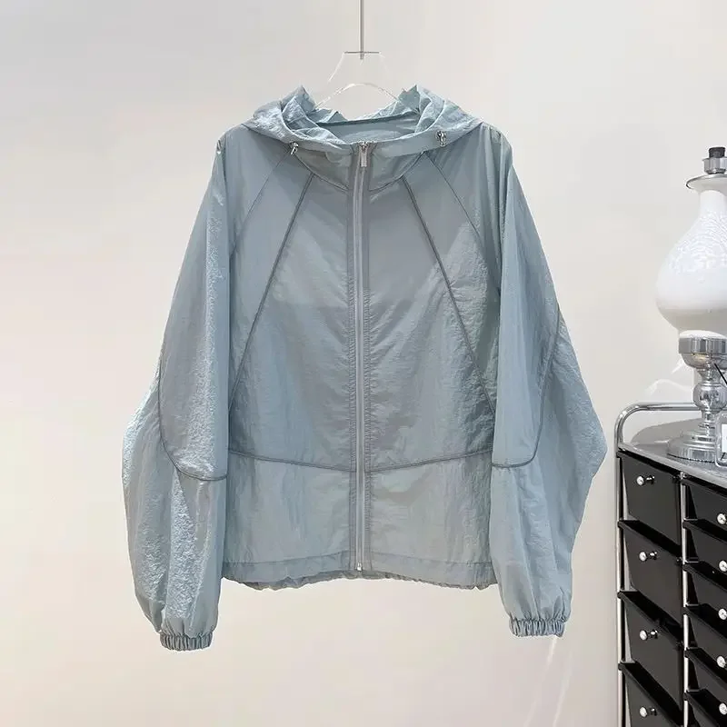 

2026 New Loose Jacket Versatile Outerwear Hooded Casual Windbreaker Coat Women Summer Sunscreen Breathable Clothing