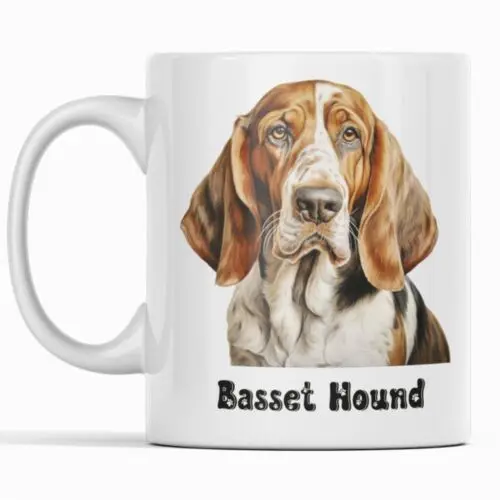 Basset Hound Dog Breed Mug 11oz White Ceramic Dog Lover Gift For Him or Her