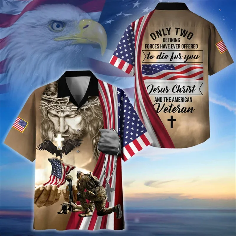 New Summer 3D United States Soldiers Armys Veterans Printing Shirts For Men Fashion Cool Short Shirts Y2k Hawaiian Clothing Tops