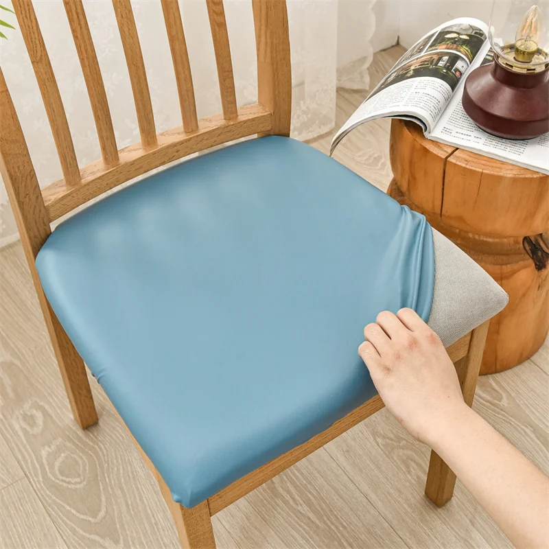 Wasserdichter Stuhlkissenbezug für Küche, Esszimmer, Ledersitzbezug, Esszimmerstuhl-Sitzkissenbezug, einfarbig – Detail 26
