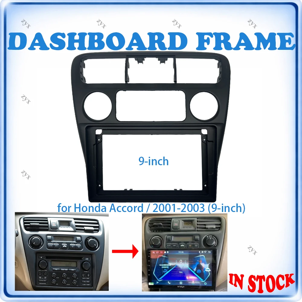 Car Radio Fascia Frame For Honda Accord 6th Gen 2001-2003 9 inch Wiring Harness Power Cable Car Accessories Plug & Play