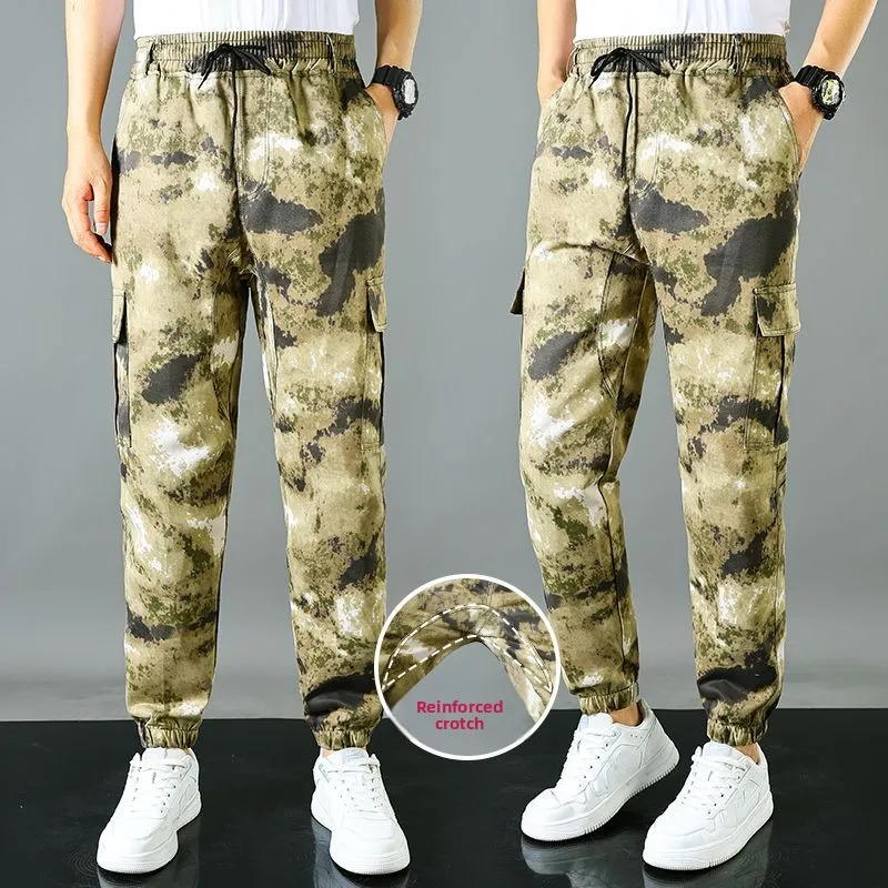 

Весенне-осенние износостойкие рабочие камуфляжные брюки с промежностью, рабочие леггинсы для авторемонта, прямые комбинезоны, мужские брюки-карго