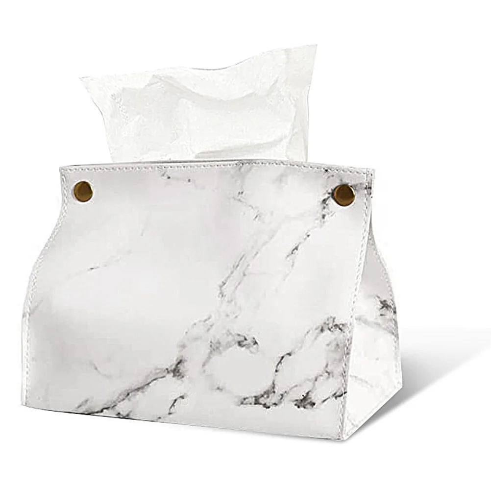 

Marble Pattern Tissue Box White PU Home Car Storage Case Decorative Paper Napkin Holder Bathroom Facilities