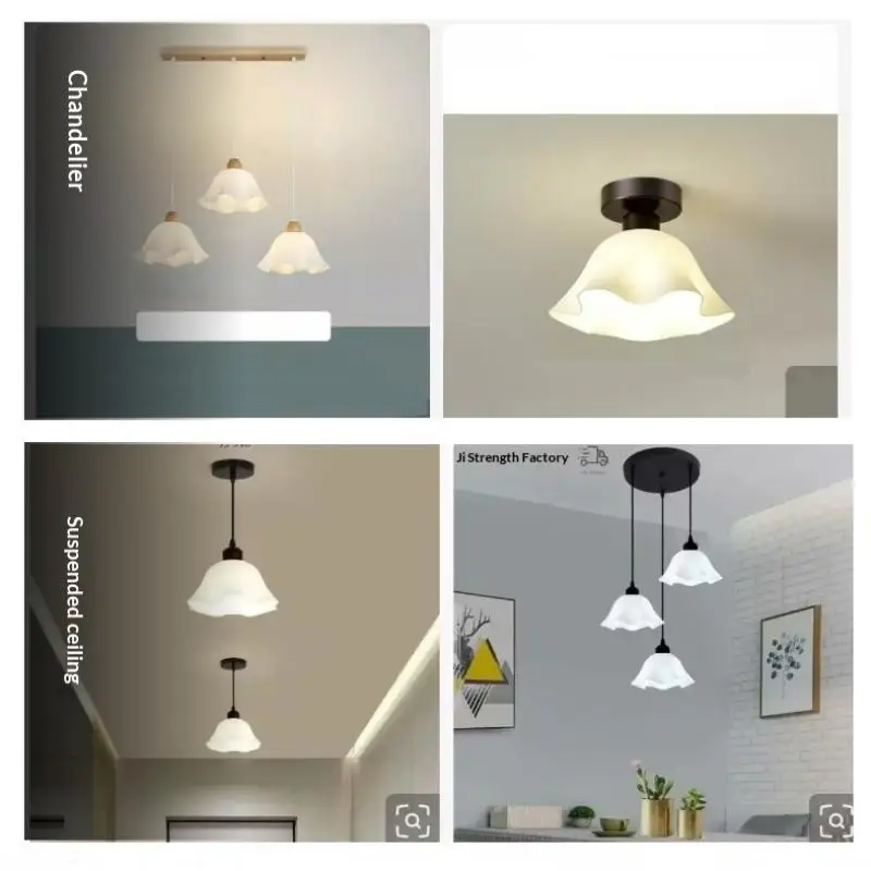 1Pcs DIY Wall Night Restaurant Chandelier Replacement E27 Plastic Flower Lampshade Hanging Lamp Accessories Table Parts