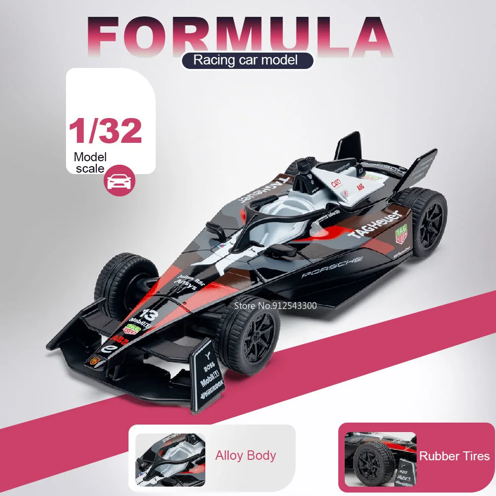 

Модель гоночного автомобиля Формулы E в масштабе 1:32, металлический корпус, прочные гоночные машинки, изысканная печать, миниатюрные модели для мальчиков, подарки