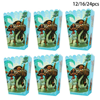 12/16/24pcs Disney Moana Popcorn Box，Moana Gifts Treats Boxs，Moana Birthday party supplies，Moana Birthday party supplies