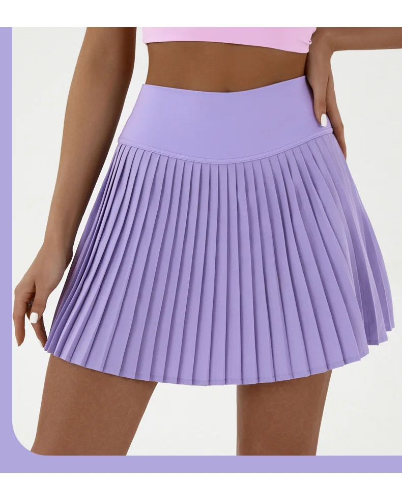 Pleated yoga high waisted anti glare skirt