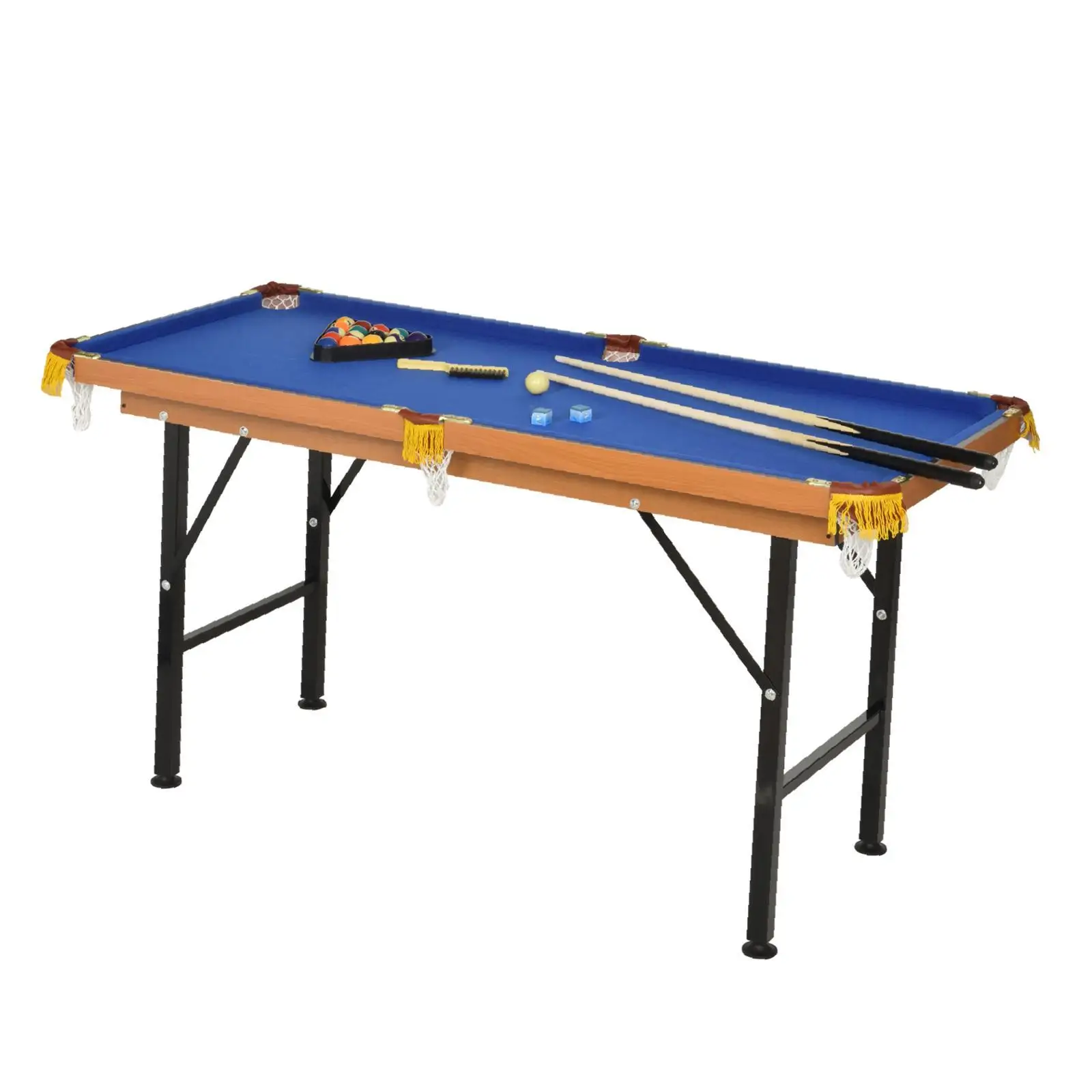 

Game Table Compact 55 Inch Mini Pool Table Folding Billiards Kit with Cues Chalk Rack for Family Entertainment