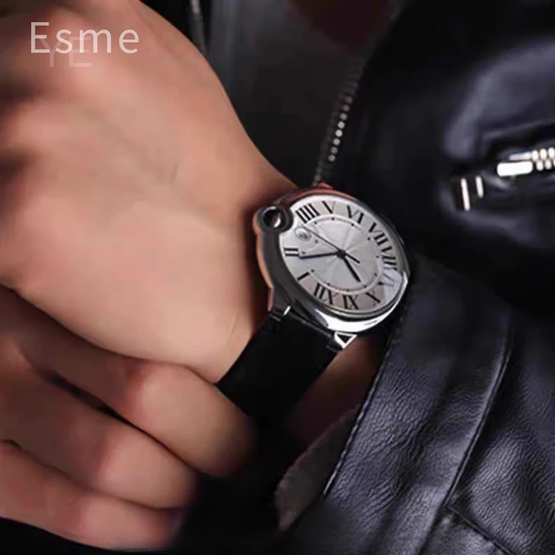 حساسة مختارة قسط جلد البقر للماء تنفس حزام الساعات لكارتييه بالون بلو أثار واجهة للطي مشبك حزام