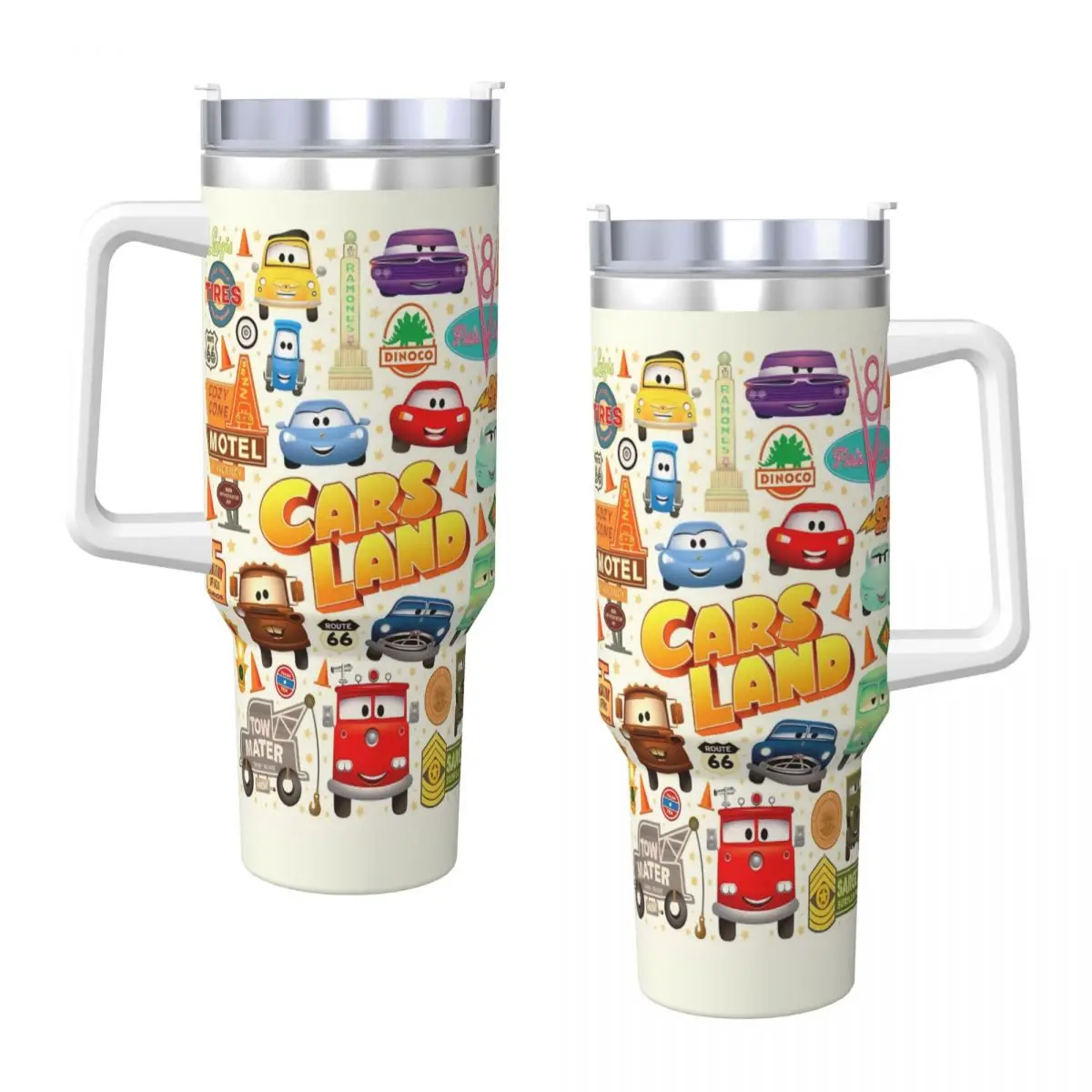 Stainless Steel Tumbler Lightning Mcqueen Collages Thermal Mug Portable Hot Drinks Car Mugs Travel Graphic Water Bottle