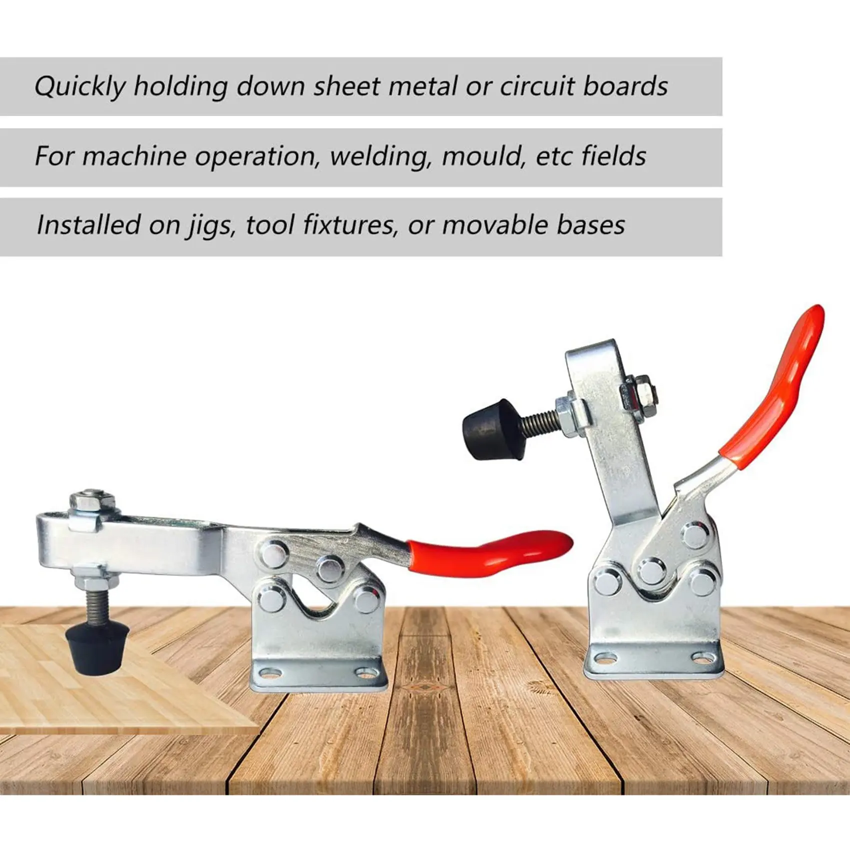 

Reliable 4Pcs Quick Release Toggle Clamp GH-201 Antislip Horizontal 59Lbs Holding Capacity for Machine Operation, Woodworking