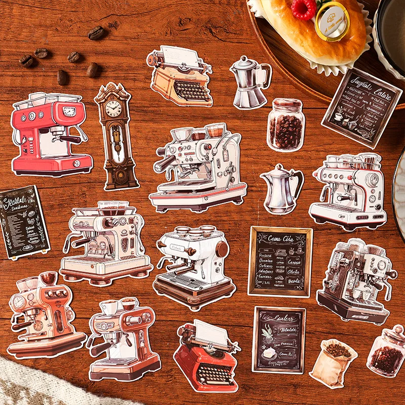 Vintage Street Coffee Bread Character Landscape Sticker Creative DIY Journal Material Collage Scrapbooking Stationery