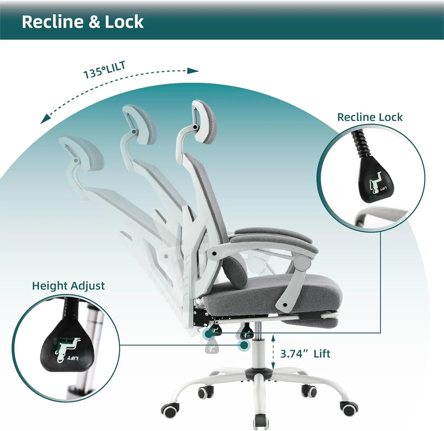 Office Computer Desk Chair, Gaming Chairs for Adults,Chairs with Wheels, Comfortable Lumbar Support, Comfy Arms