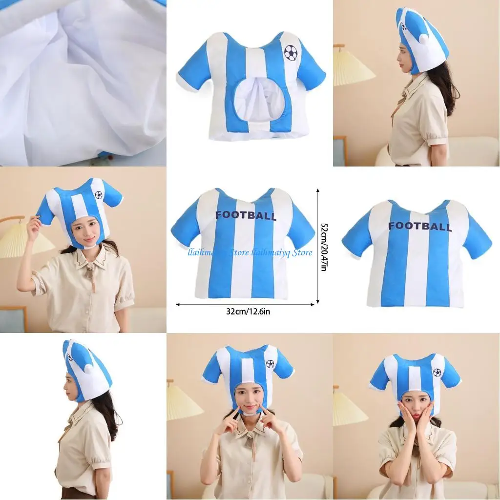 

573B Cartoon Football Shirt Hat for Family Gathering Kids Headgear Hat Sports Meet Hat European Cup Headcover Roleplay Hat