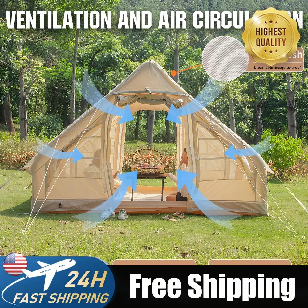 

Двухслойная всепогодная спортивная надувная палатка для активного отдыха, 4-6 местная, с ручным насосом, водонепроницаемая, для взрослых, для путешествий и походов