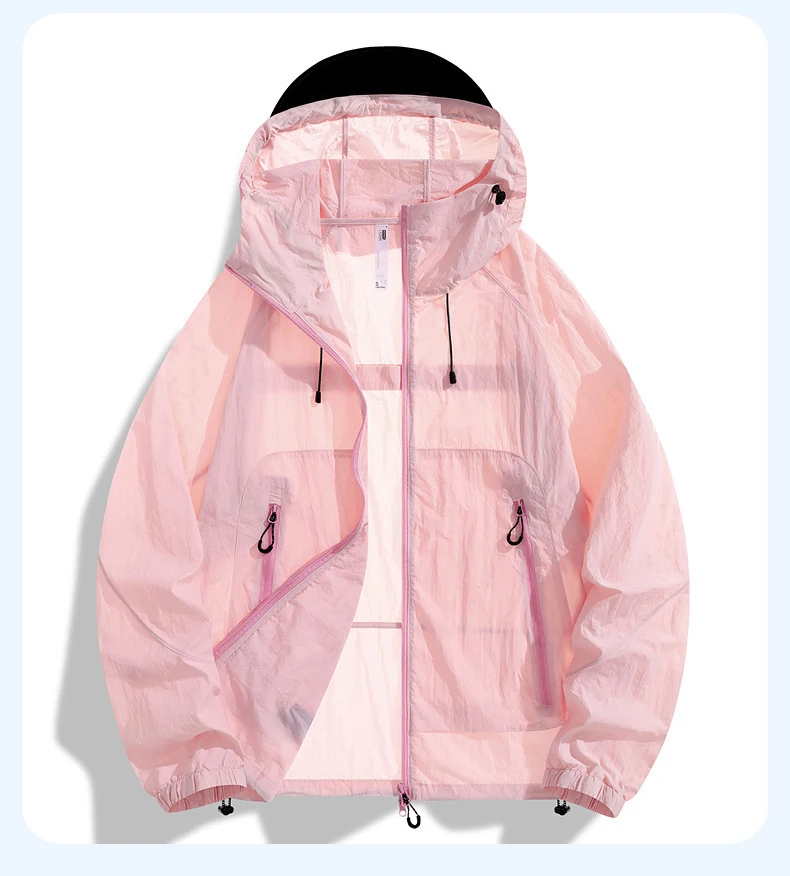 UPF100+ Sonnenschutzkleidung Nylon Schnelltrocknende Dünne Eisseide Hautjacke für Männer und Frauen Outdoor Anti-UV Sonnenschutz Kapuzenjacken – Detail 8