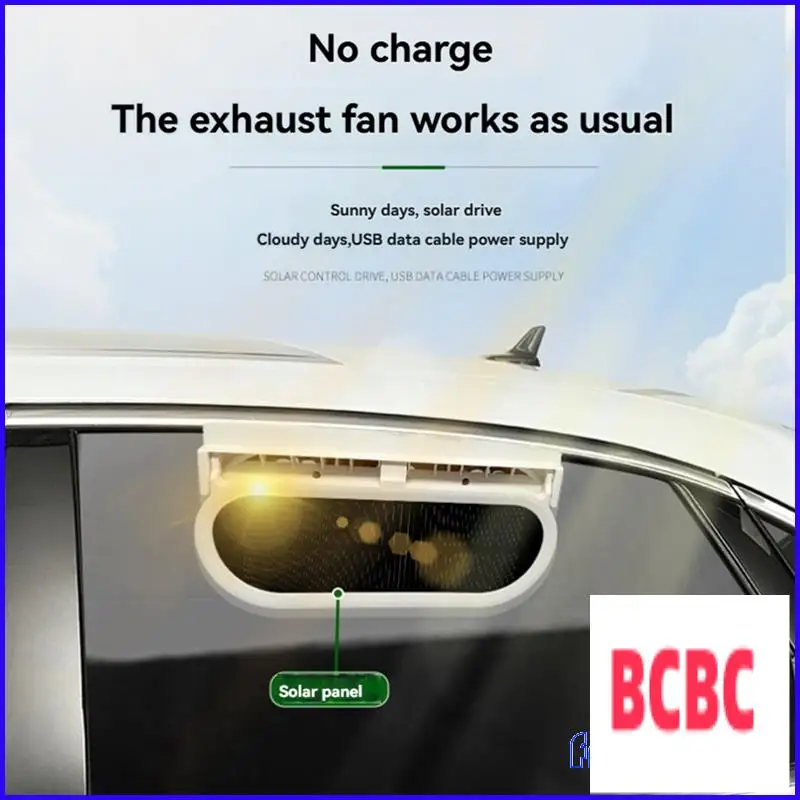 BB-Circulation Cooler Ventola per radiatore Auto ad energia solare All'interno Ventola di raffreddamento estiva Ventola per auto Risparmio energetico Bianco