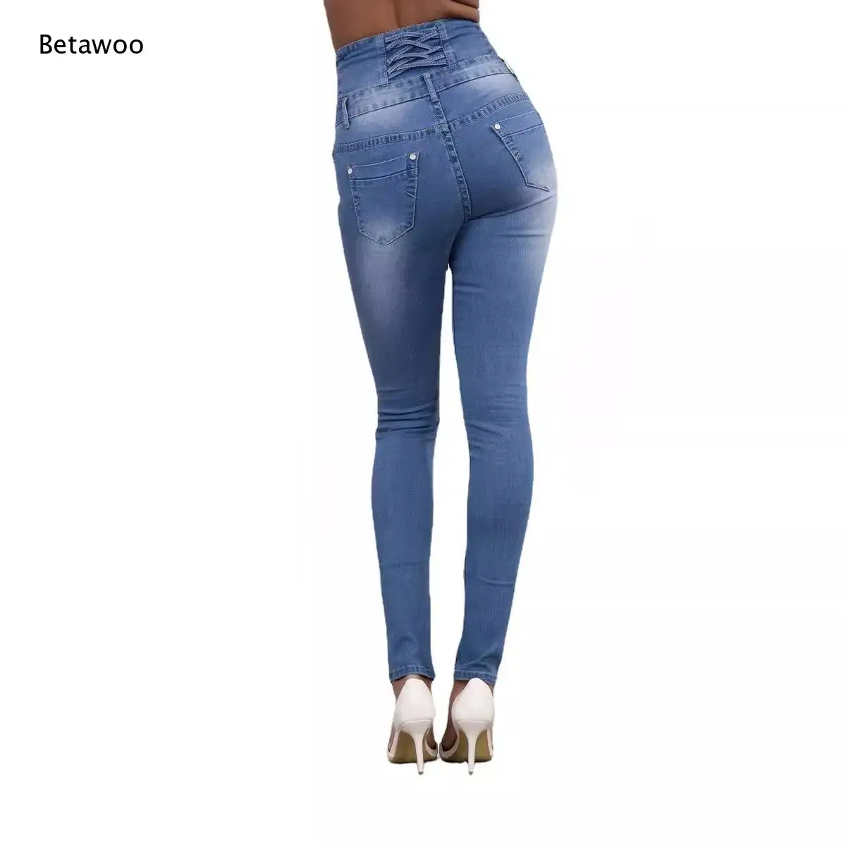 Women's High Waist Skinny Jeans Stretchy Slim Fit Denim Pants Button Fly Pencil Leg Trousers Casual Streetwear Fashion Bottoms