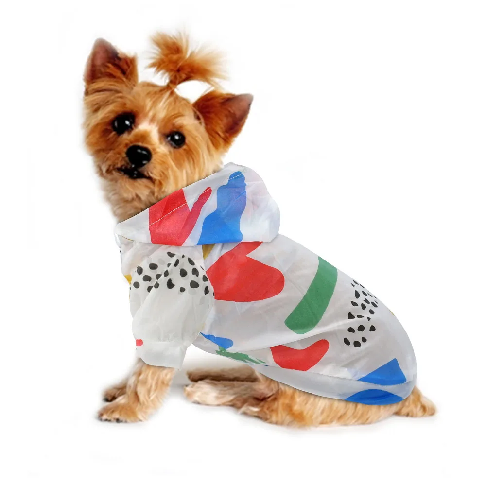 Dog Raincoat Sun-proof Clothing Summer Sun Protection Hoodie Small Dog Clothes Print Poncho For Small Medium Pets Puppy Cat