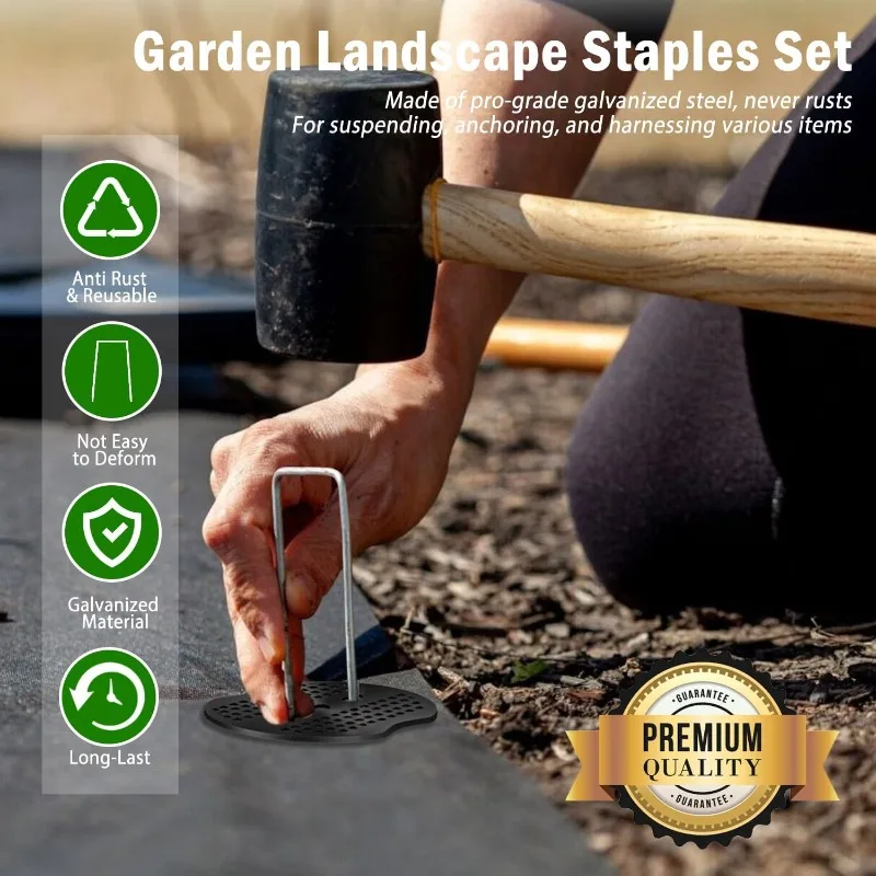 Picture 3: U-Shaped Garden Staples Landscape Pins Ground Pegs for Weed Barrier Fabric Sod Tent Lawn Yard Securing Spikes Anchoring Stakes