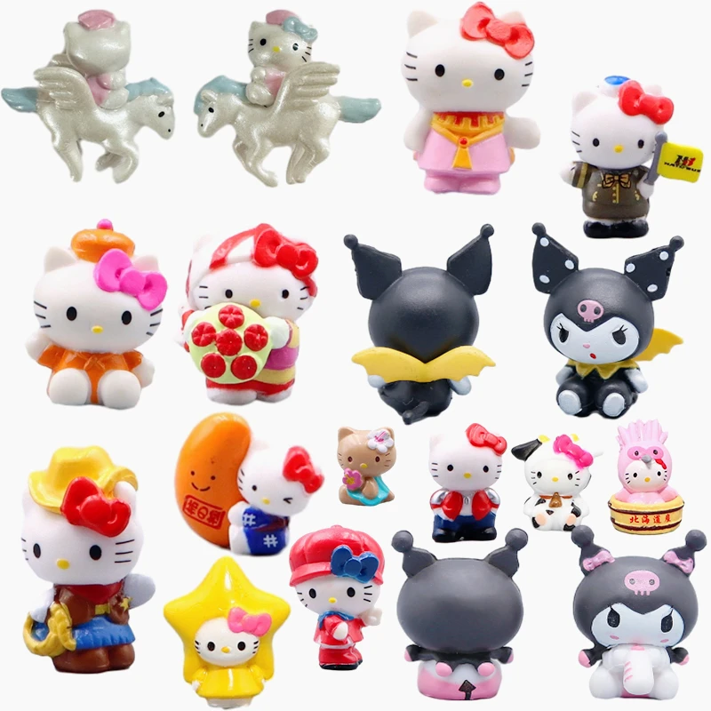 New Sanrios Mini Doll Ornaments Kawaii Kuromi Figure Keychain DIY Patch Hello Kitty Anime Bag Pendant Micro Landscape Decor Toys