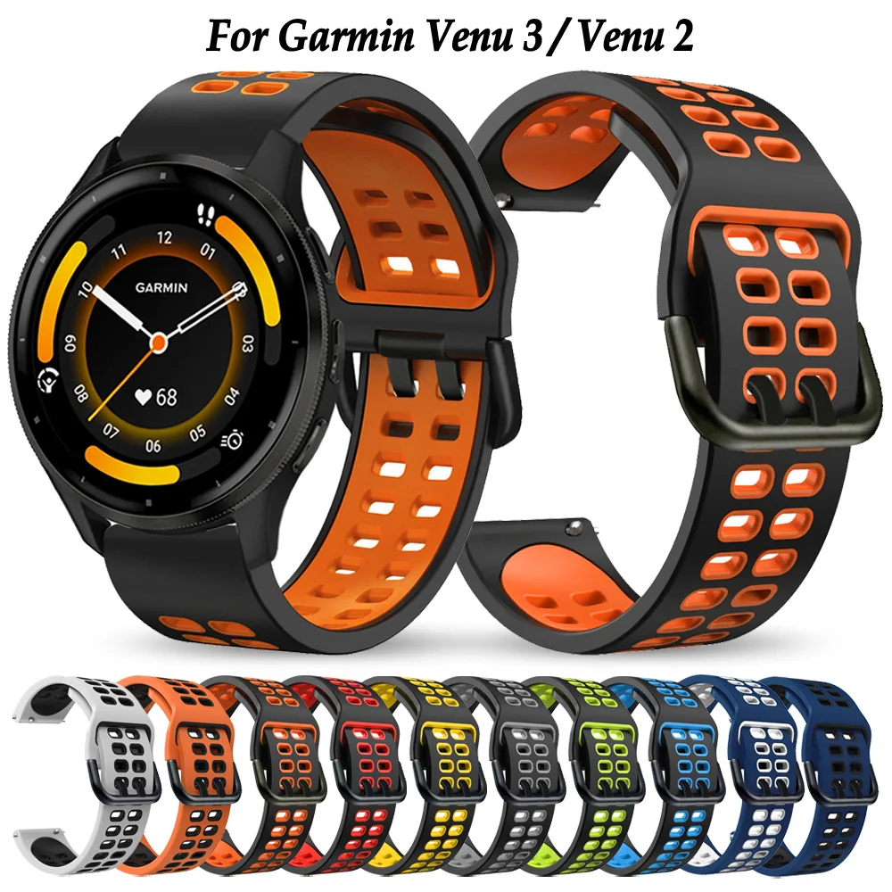 Tali Jam Tangan silikon 22มม. สำหรับ Garmin venu 3 2 /forerunner 265 255เพลง /vivoactive 4สายรัดข้อมือระบายอากาศได้