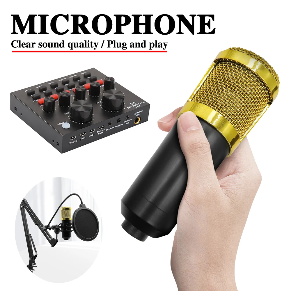 Capacitance Microphone BM800 V8 Sound Card Set Professional Audio Condenser Mic Studio Singing Microphone for Karaoke Podcast