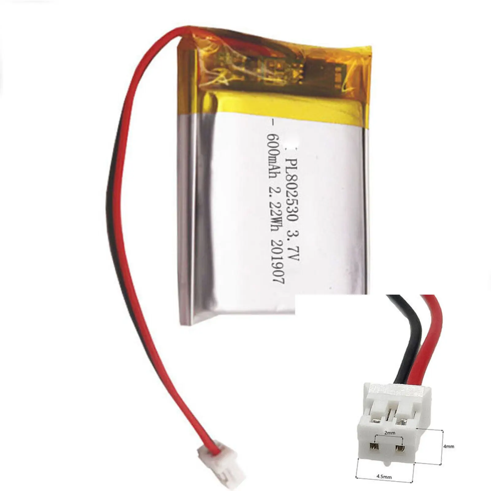 LAPTOP MP3 CHARGING TREASURE POWER 3.7V 600mAh 802530 Li-Polymer Li Battery JST-PH 2pin 2.0 For DVD SMART WATCH GPS MOBILE POWER