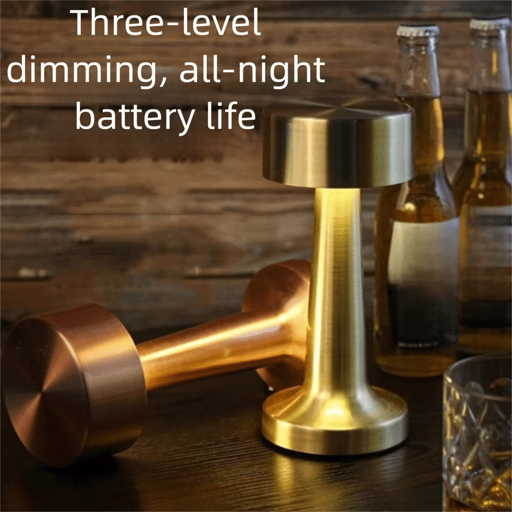 

3 Color Changing LED Table Lamp Metal Construction Bronze Colored Retro Bar Lamp USB Charging Modern Minimalist