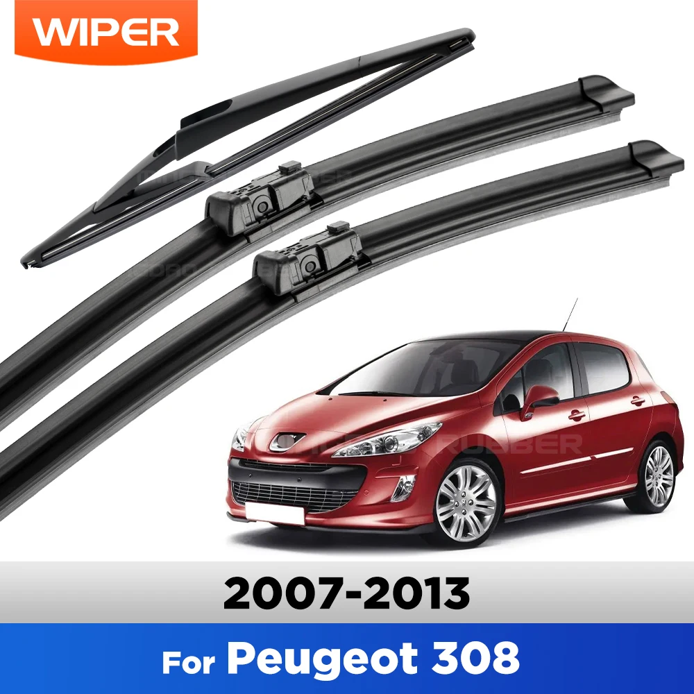 

For Peugeot 308 T7 2007-2013 2008 2009 2010 2011 2012 Wiper Front & Rear Wiper Blades Windshield Windscreen Window 30"+26"+12"